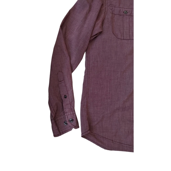 Michael Brandon Maroon Casual Button-Down Shirt - Picture 4 of 7
